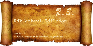 Ráczkevi Sándor névjegykártya